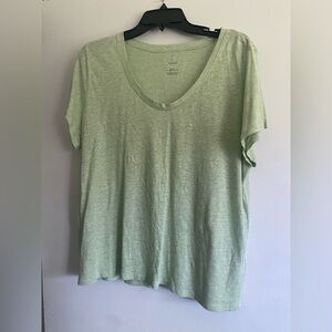 Pure Jill Linen Blend Mint Green Soft Scoop Neck Tee- Size L